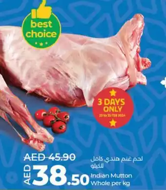 Lulu Hypermarket Indian Mutton Whole per kg offer