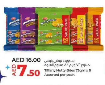 Lulu Hypermarket Tiffany Nutty Bites 72gm x 8 Assorted per pack offer