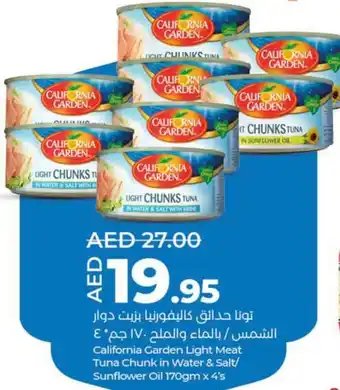 Lulu Hypermarket California Garden Light Meat Tuna Chunk in Water & Salt Sunflower Oil 170gm x 4s offer