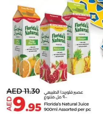 Lulu Hypermarket Florida's Natural Juice 900ml Assorted per pc offer