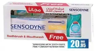 Grand Hyper Market SENSODYNE MCW TOOTHPASTE 75ML+T BRUSH+M WASH 50ML offer