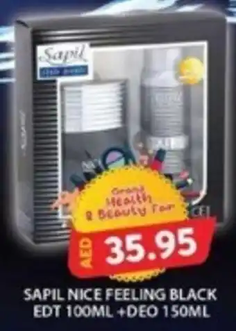 Grand Hyper Market SAPIL NICE FEELING BLACK EDT 100ML +DEO 150ML offer