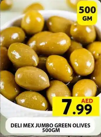 Grand Hyper Market DELI MEX JUMBO GREEN OLIVES 500GM offer
