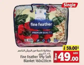 Kenz Hypermarket Fine Feather 1Ply Soft Blanket 160x220cm offer