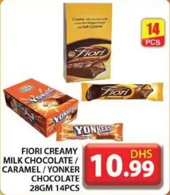 Grand Hyper Market FIORI CREAMY MILK CHOCOLATE CARAMEL YONKER CHOCOLATE 28GM 14PCS offer