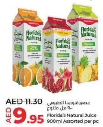 Lulu Hypermarket Florida's Natural Juice 900ml Assorted per pc offer