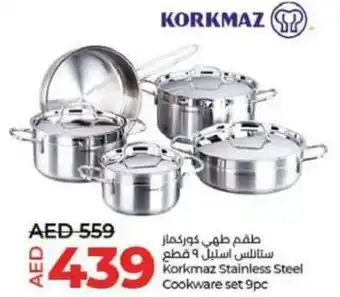 Lulu Hypermarket Korkmaz Stainless Steel Cookware set 9pc offer