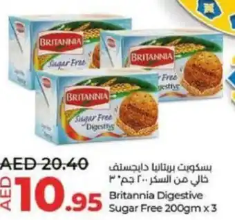 Lulu Hypermarket Britannia Digestive Sugar Free 200gm x 3 offer