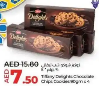 Lulu Hypermarket Tiffany Delights Chocolate Chips Cookies 90gm x 4 offer