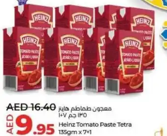 Lulu Hypermarket Heinz Tomato Paste Tetra 135gm x 7+1 offer