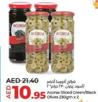 Lulu Hypermarket Acorsa Sliced Green/Black Olives 230gm x 2 offer