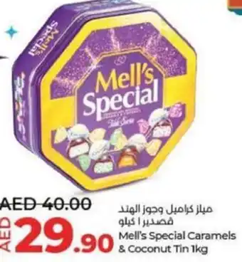 Lulu Hypermarket Mell's Special Caramels & Coconut Tin 1kg offer