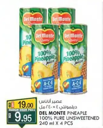 KM Trading DEL MONTE PINEAPLE 100% PURE UNSWEETENED 240 ml X 4 PCS offer