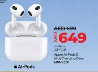 Lulu Hypermarket Apple AirPods 3 with Charging Case MPNY3ZE offer