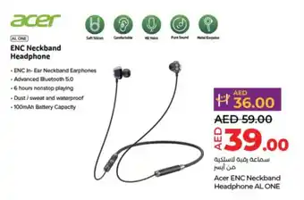 Lulu Hypermarket Acer ENC Neckband Headphone AL ONE offer