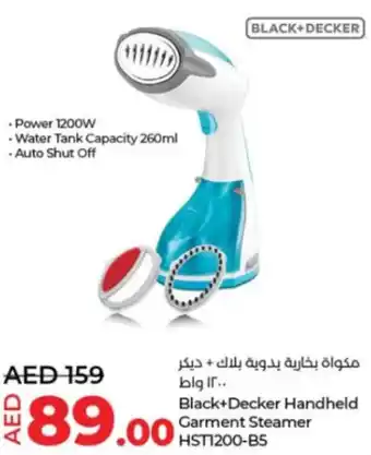 Lulu Hypermarket Black+Decker Handheld Garment Steamer HST1200-B5 offer