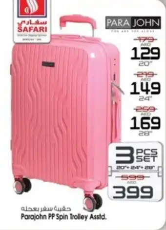 Safari Hypermarket Parajohn PP Spin Trolley Assid. 3 Pcs Set offer