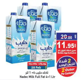 Aswaq Ramez Nadec Milk Full Fat 4x1 Ltr offer