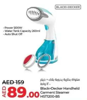 Lulu Hypermarket Black+Decker Handheld Garment Steamer HST1200 B5 offer