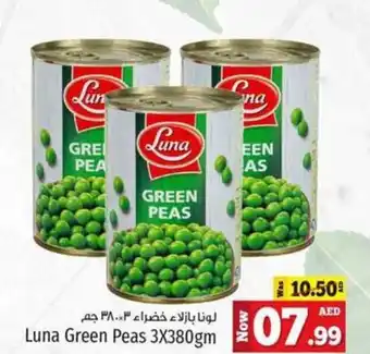 Kenz Hypermarket Luna Green Peas 3X380gm offer