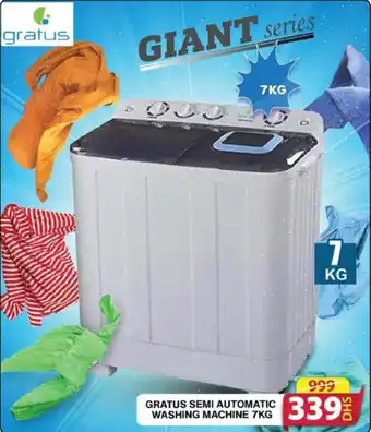 Grand Hyper Market GRATUS SEMI AUTOMATIC WASHING MACHINE 7KG offer
