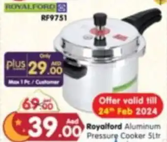 Al Madina Royalford Aluminum Pressure Cooker 5Ltr offer