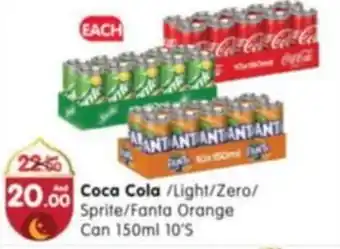 Al Madina Coca Cola/Light/Zero/ Sprite/Fanta Orange Can 150ml 10's offer