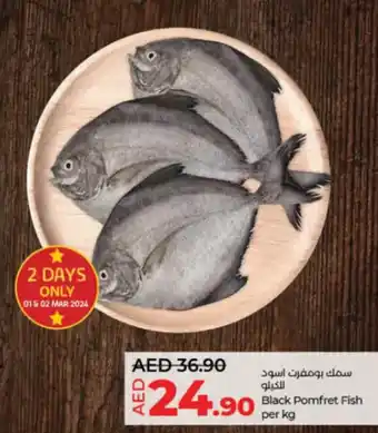 Lulu Hypermarket Black Pomfret Fish per kg offer