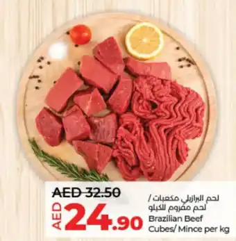 Lulu Hypermarket Brazilian Beef Cubes/Mince per kg offer