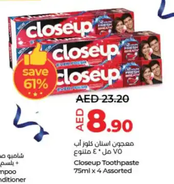 Lulu Hypermarket Closeup Toothpaste 75ml x 4 Assorted offer
