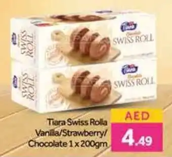 Bluemart Tiara Swiss Rolla Vanilla/Strawberry/ Chocolate 1 x 200gm offer