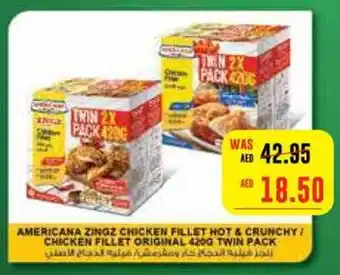 Megamart AMERICANA ZINGZ CHICKEN FILLET HOT & CRUNCHY / CHICKEN FILLET ORIGINAL 4200 TWIN PACK offer