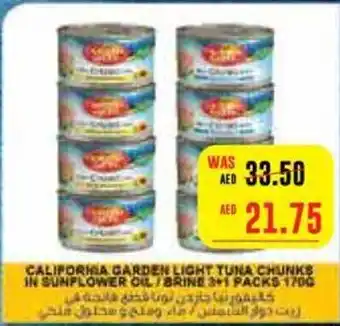 Megamart CALIFORNIA GARDEN LIGHT TUNA CHUNKS IN SUNFLOWER OIL / BRINE 3+1 PACKS 170g offer