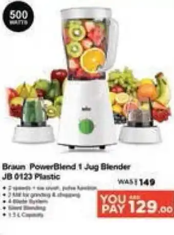 Megamart Braun PowerBlend 1 Jug Blender JB 0123 Plastic offer