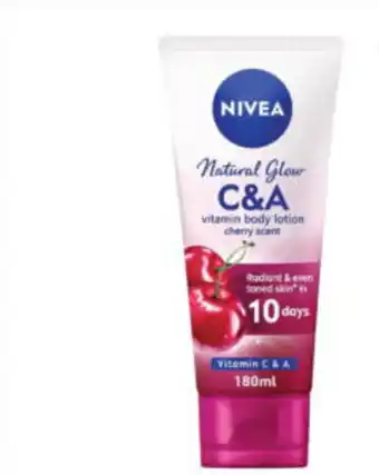 Lulu Hypermarket Nivea Body Lotion Natural Glow Vitamin C and A Cherry Scent 180ml offer