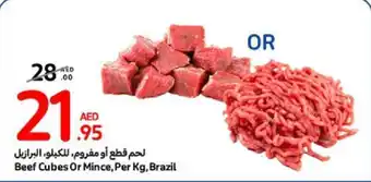 Carrefour Beef Cubes Or Mince Per Kg offer