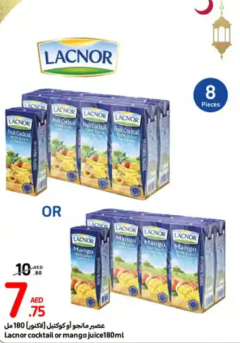 Carrefour Lacnor cocktail or mango juice180ml offer