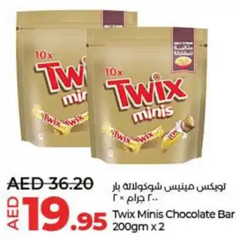 Lulu Hypermarket Twix Minis Chocolate Bar 200gm x 2 offer