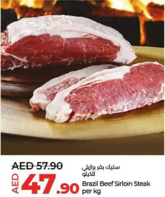 Lulu Hypermarket Brazil Beef Sirloin Steak per kg offer
