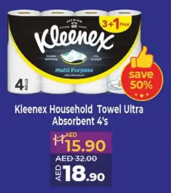 Lulu Hypermarket Kleenex Household Towel Ultra Absorbent 4's offer