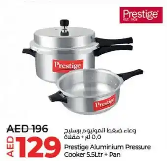 Lulu Hypermarket Prestige Aluminium Pressure Cooker 5.5Ltr + Pan offer