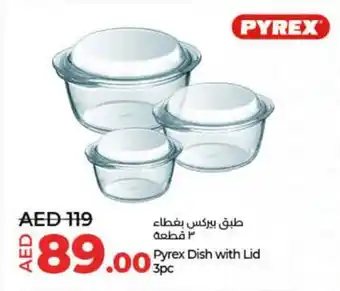 Lulu Hypermarket Pyrex Dish with Lid 3pc offer