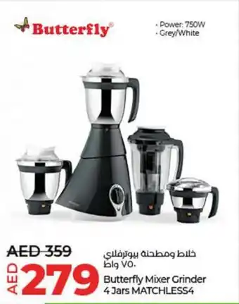 Lulu Hypermarket Butterfly Mixer Grinder 4 Jars offer