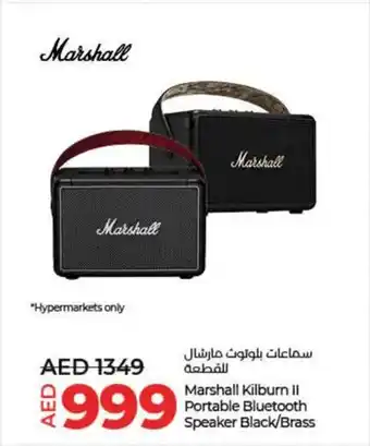 Lulu Hypermarket Marshall Kilburn II Portable Bluetooth Speaker Black/Brass offer