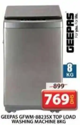 Grand Mall Sharjah GEEPAS GFWM 8823SX TOP LOAD WASHING MACHINE 8KG offer