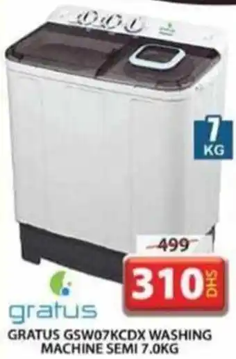 Grand Mall Sharjah GRATUS GSW07KCDX WASHING MACHINE SEMI 7.0KG offer