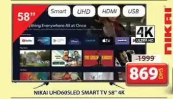 Grand Mall Sharjah NIKAI UHD60SLED SMART TV 58" 4K offer