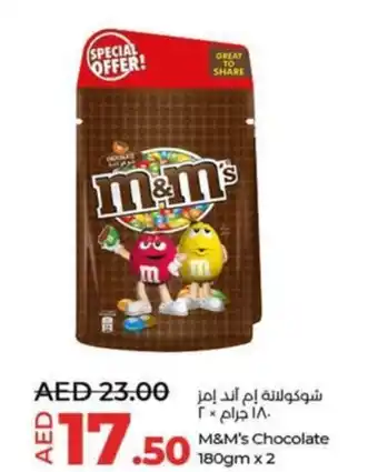 Lulu Hypermarket M&M's Chocolate 180gm x 2 offer