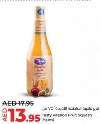 Lulu Hypermarket Tasty Passion Fruit Squash 750ml offer