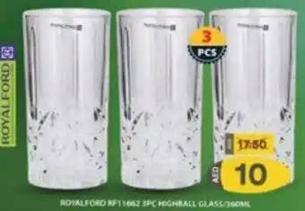 Grand Hyper Market ROYALFORD RF11662 3PC HIGHBALL GLASS/360ML offer